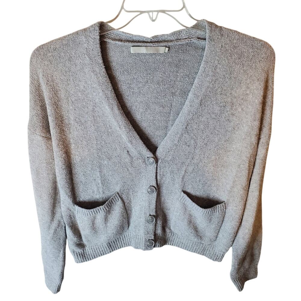 One Grey Day Boxy Crop Cardigan, Gray, Small